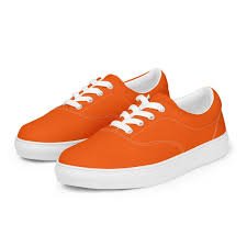 Orange Low-Top Lace-Up Sneakers